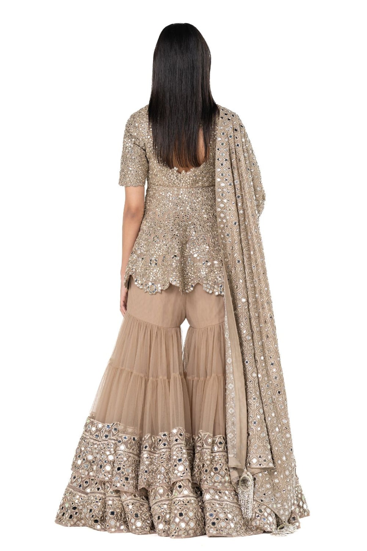 Beige kurta sharara set
