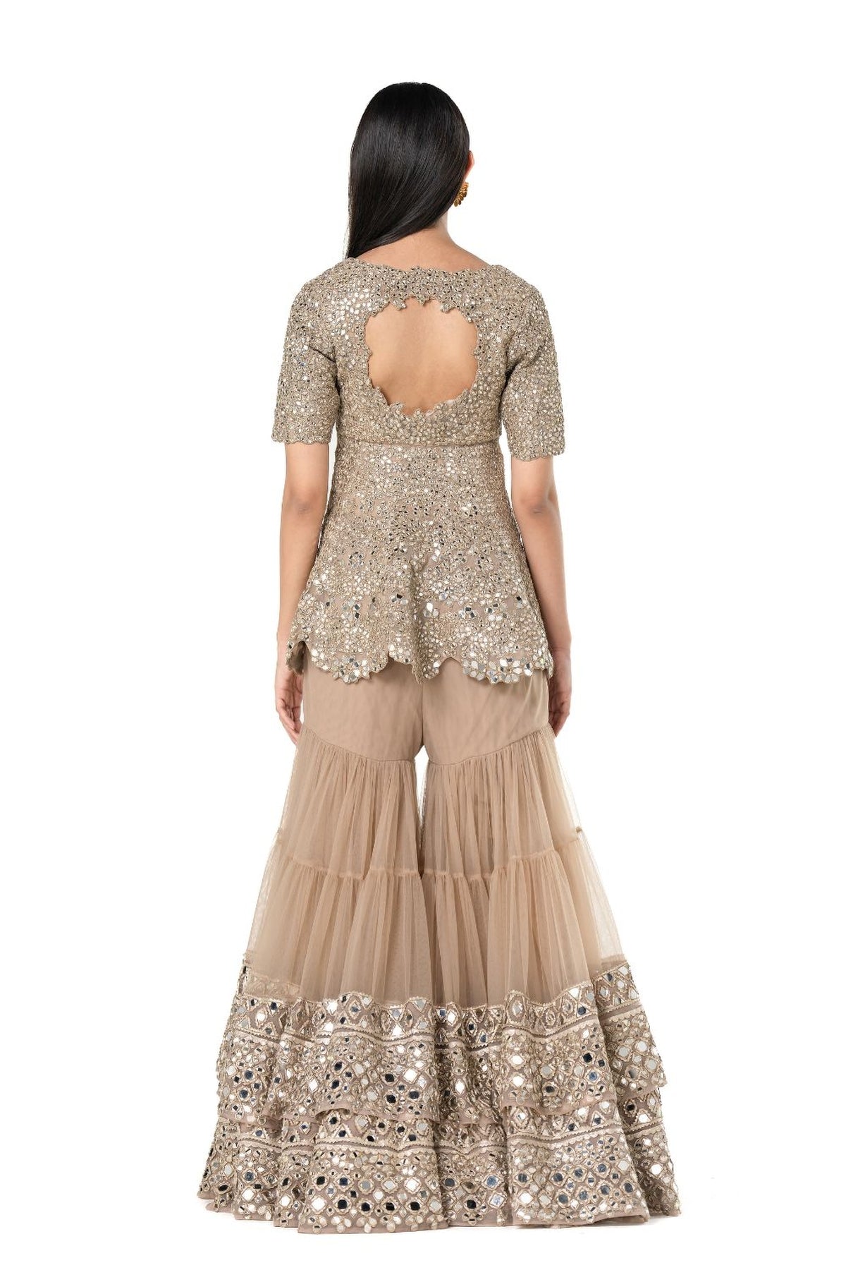 Beige kurta sharara set