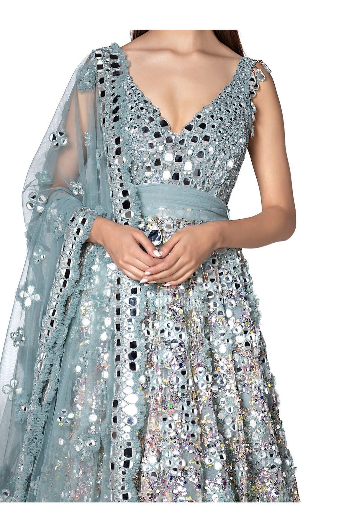 Hand Embroidered Embellished Anarkali
