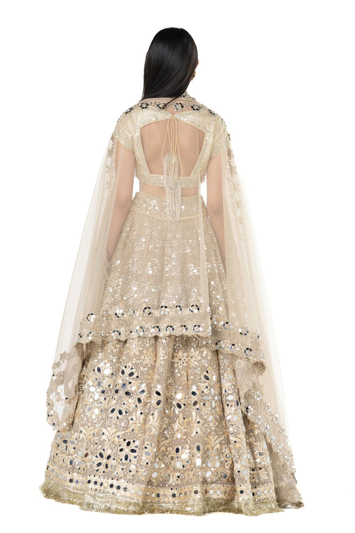 Beige golden lehenga set
