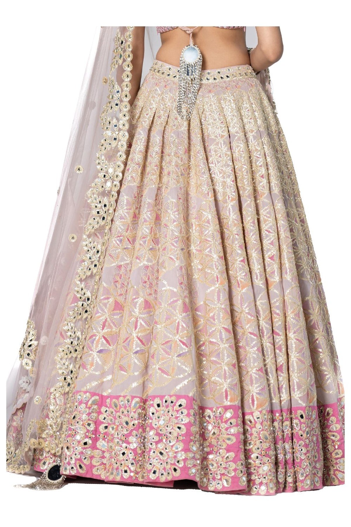 Hand Embroidered Blouse With Printed Lehenga