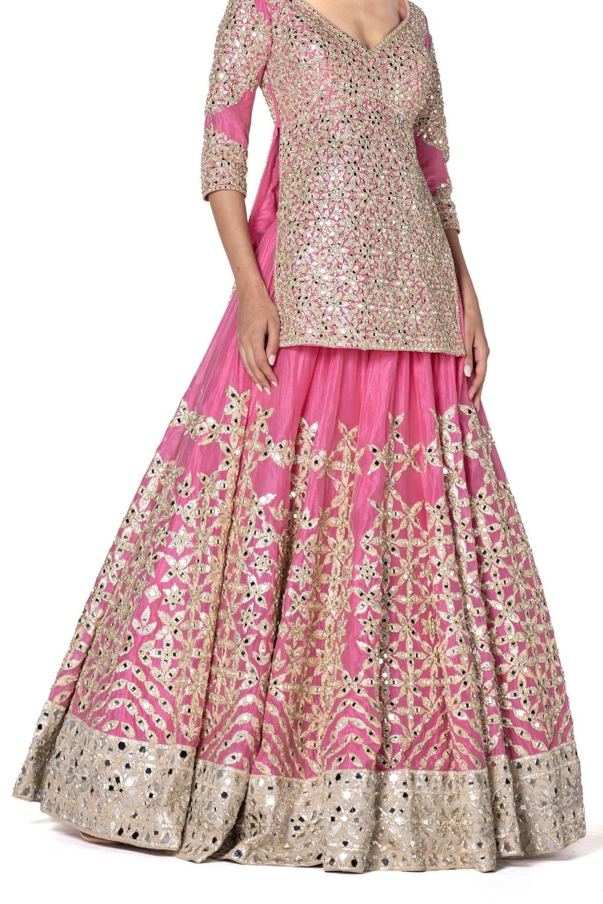 Monotone Gotta Embellished Lehenga With Neutral Shade Duppata