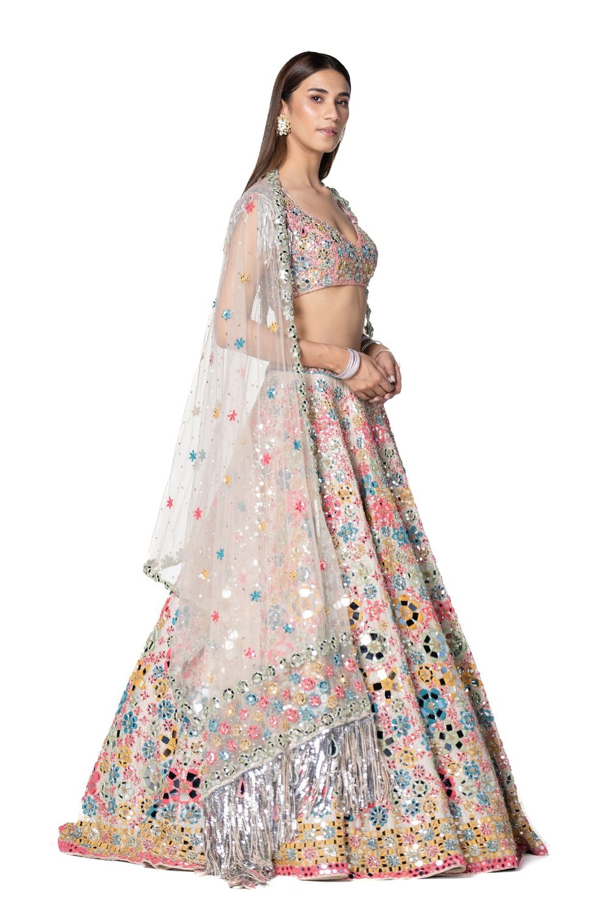 Multicoloured Floral Pattern Lehenga