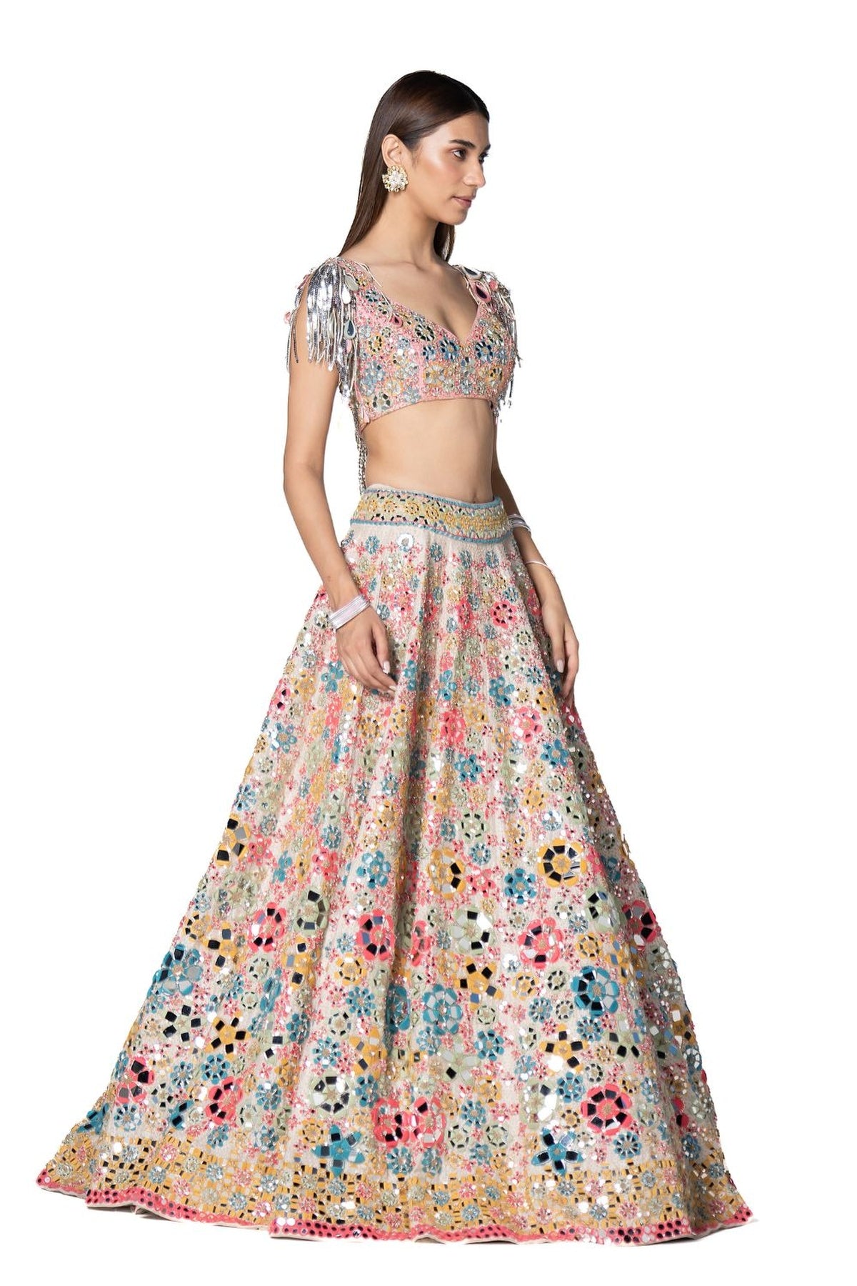 Multicoloured Floral Pattern Lehenga