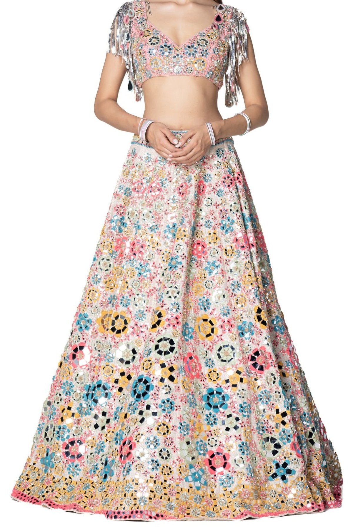 Multicoloured Floral Pattern Lehenga