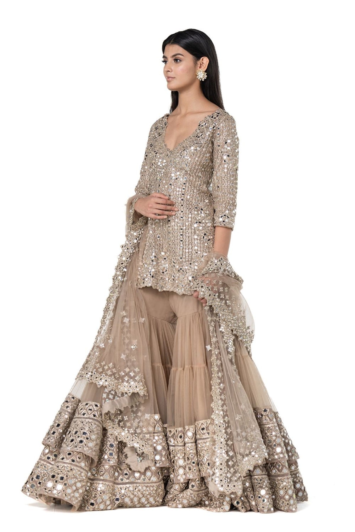 Beige sharara set