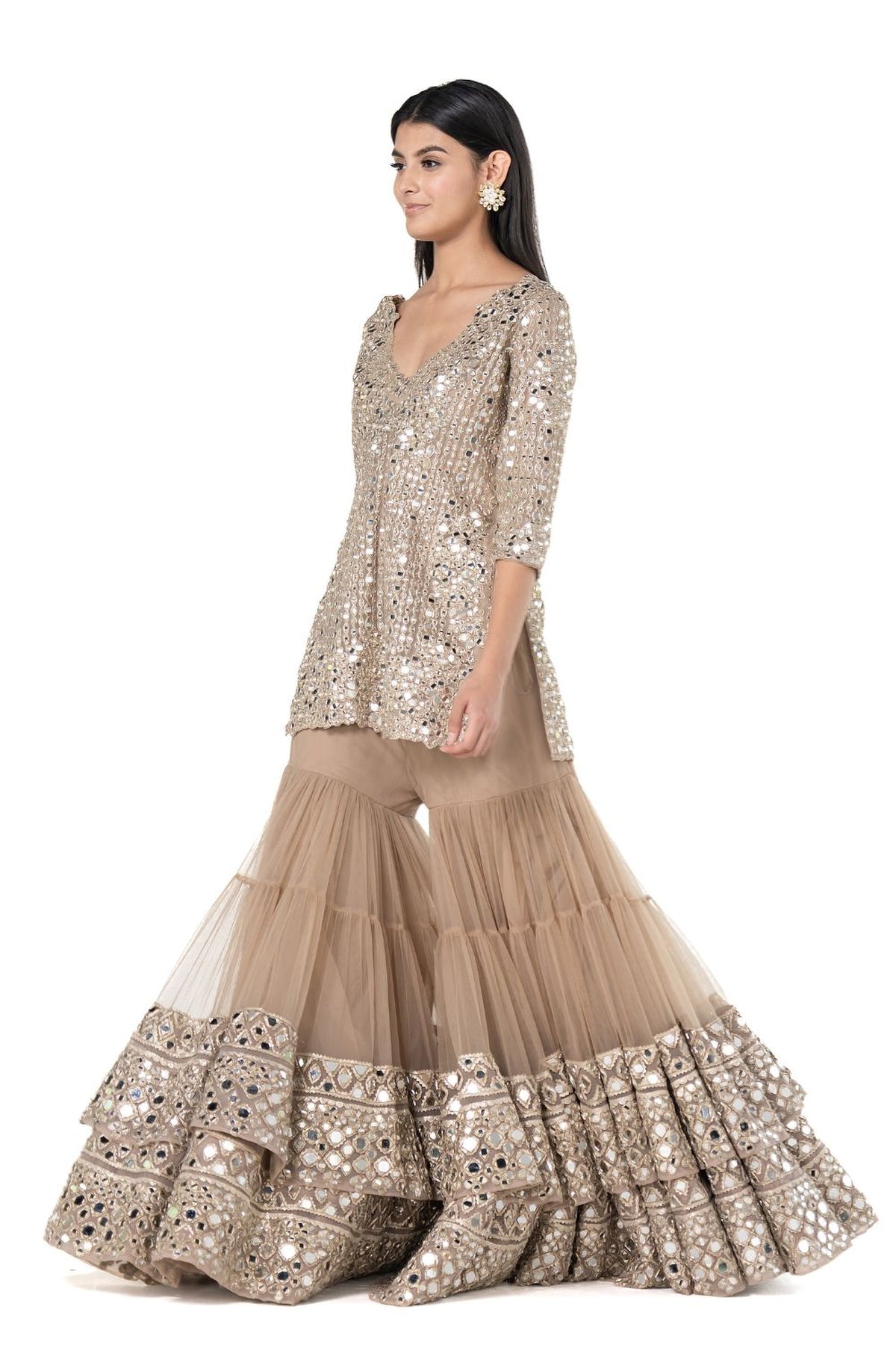 Beige sharara set