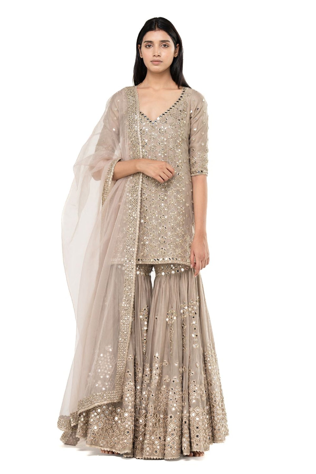 Grey kurta and sharara