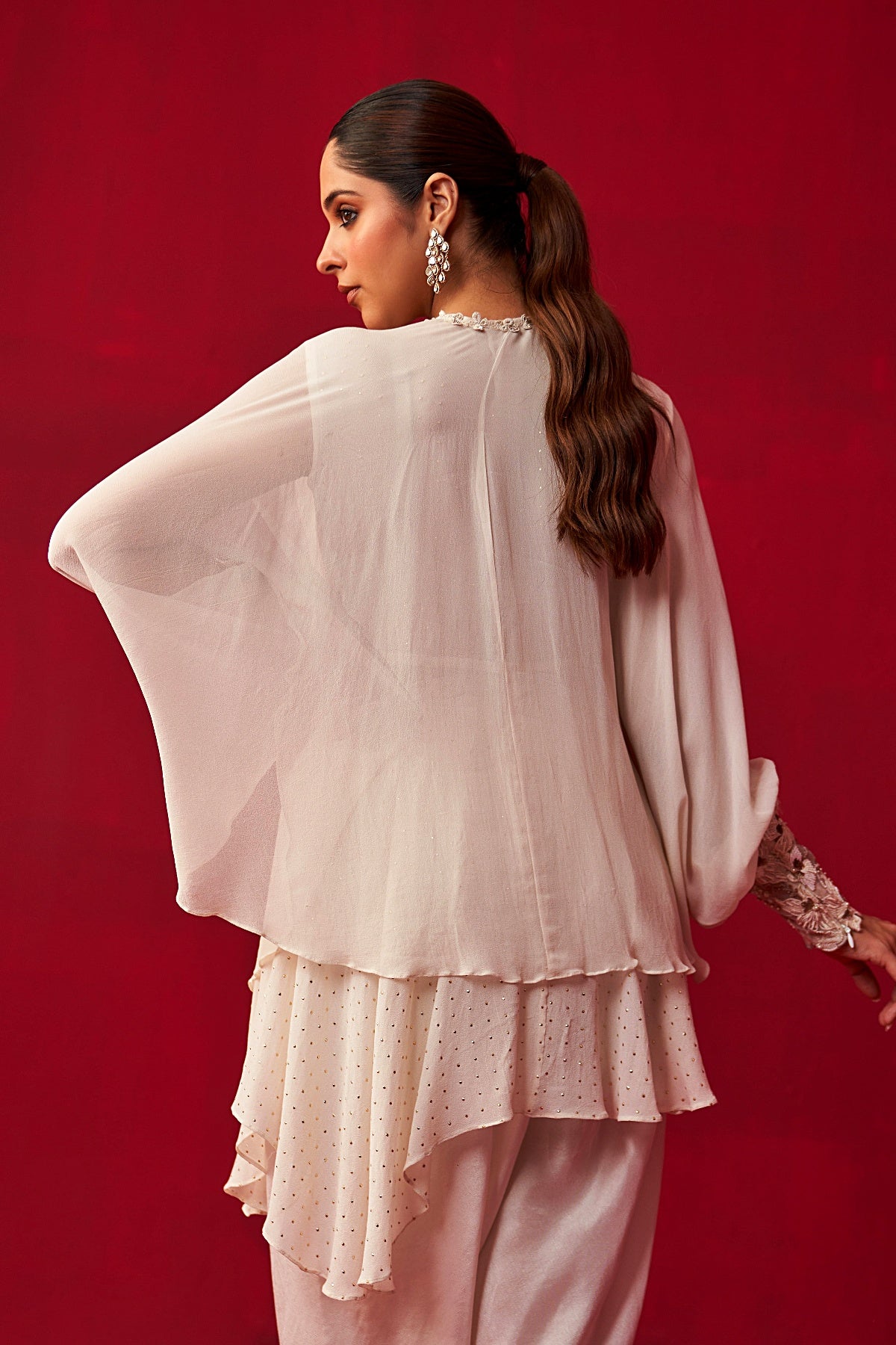 Pixelated Floral Ivory Shirt and Dhoti set