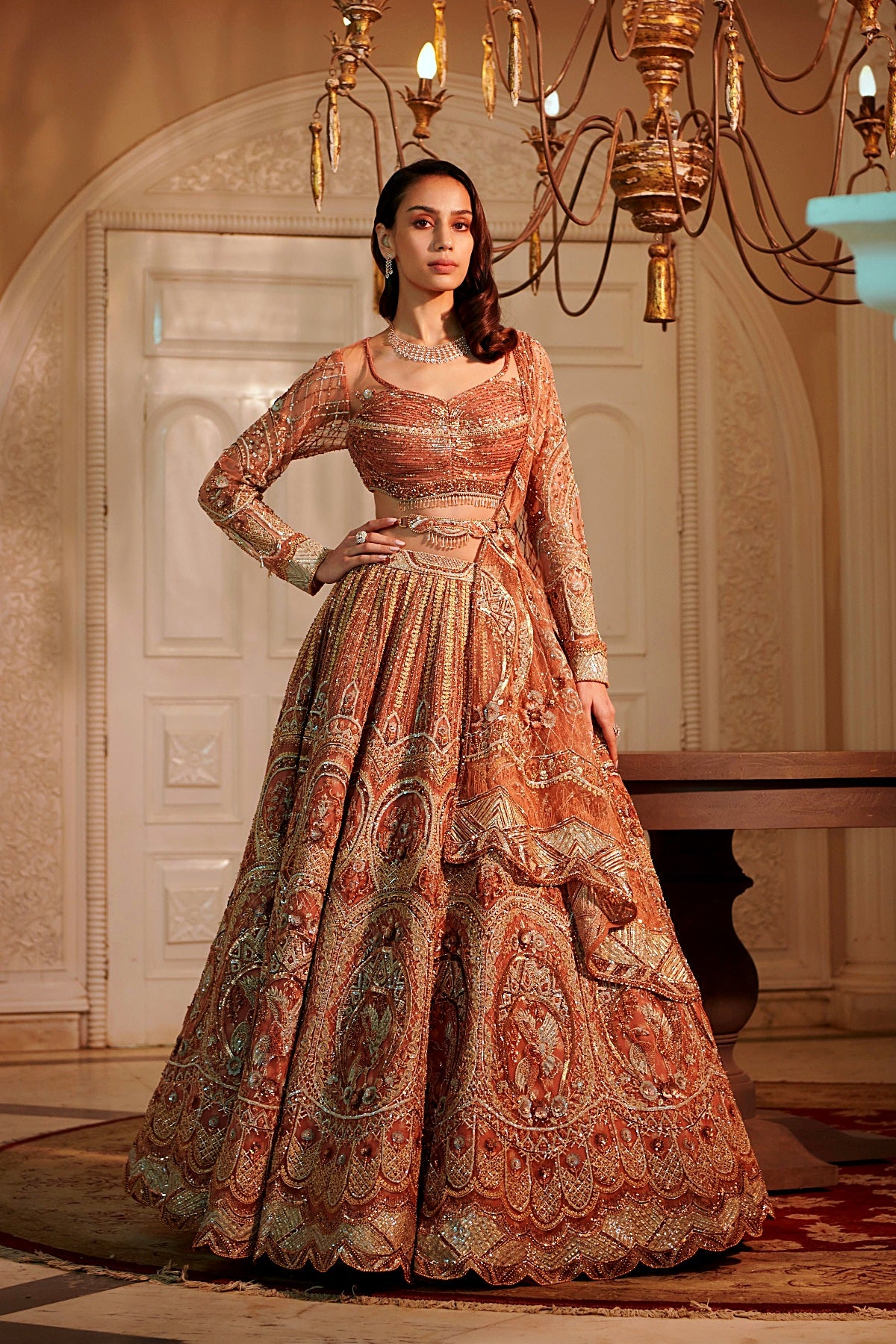 Rust Swan Lehenga