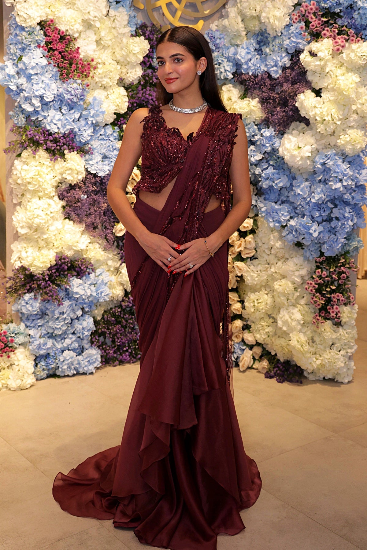 Jyoti Khosla in Boysenberry Drape Saree