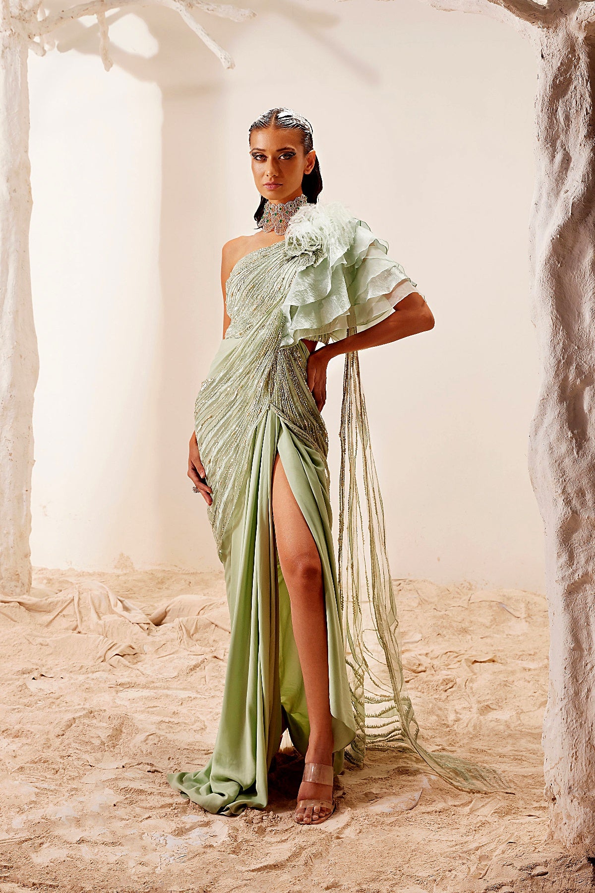 Nile Green Saree