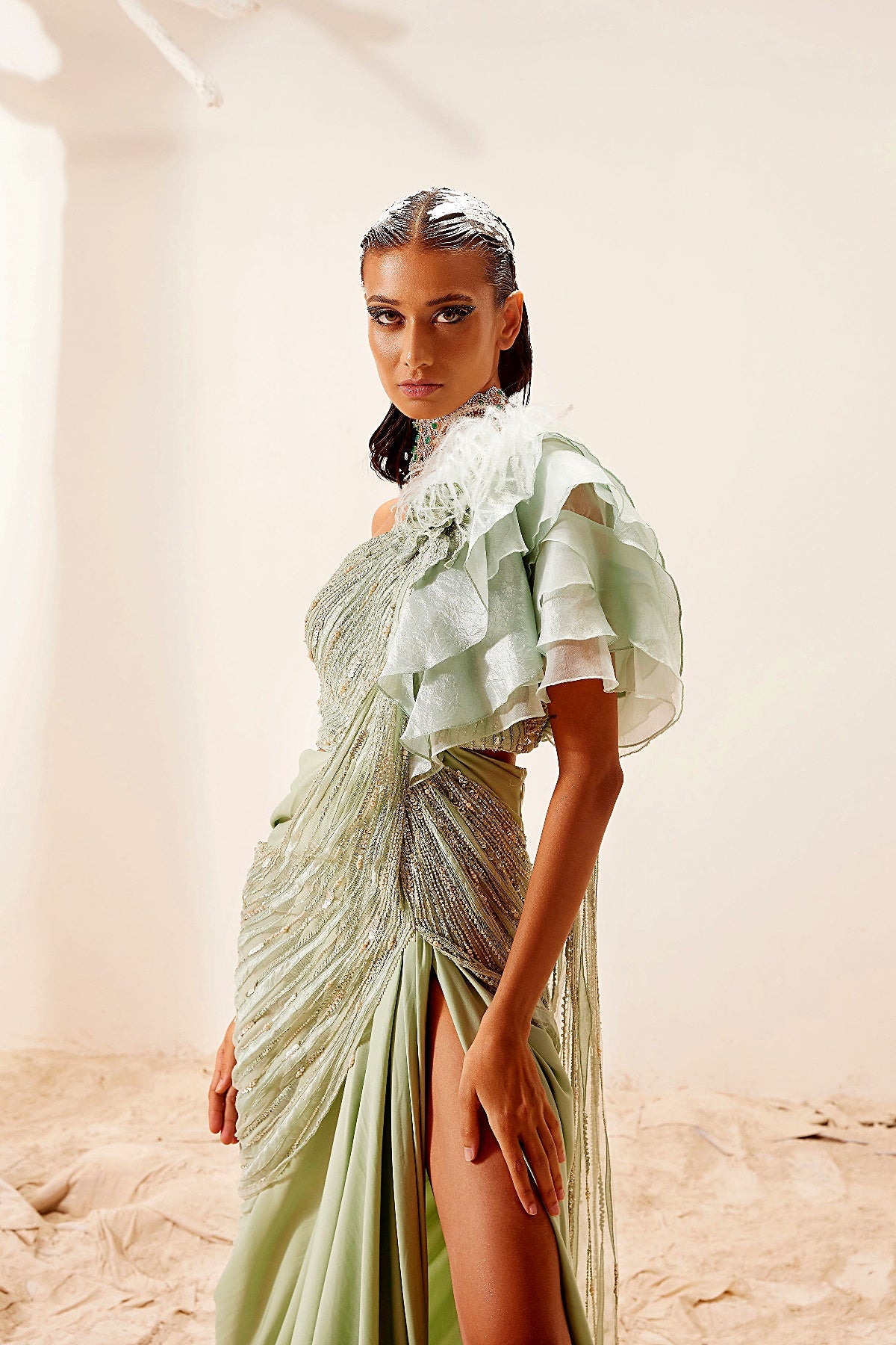 Nile Green Saree