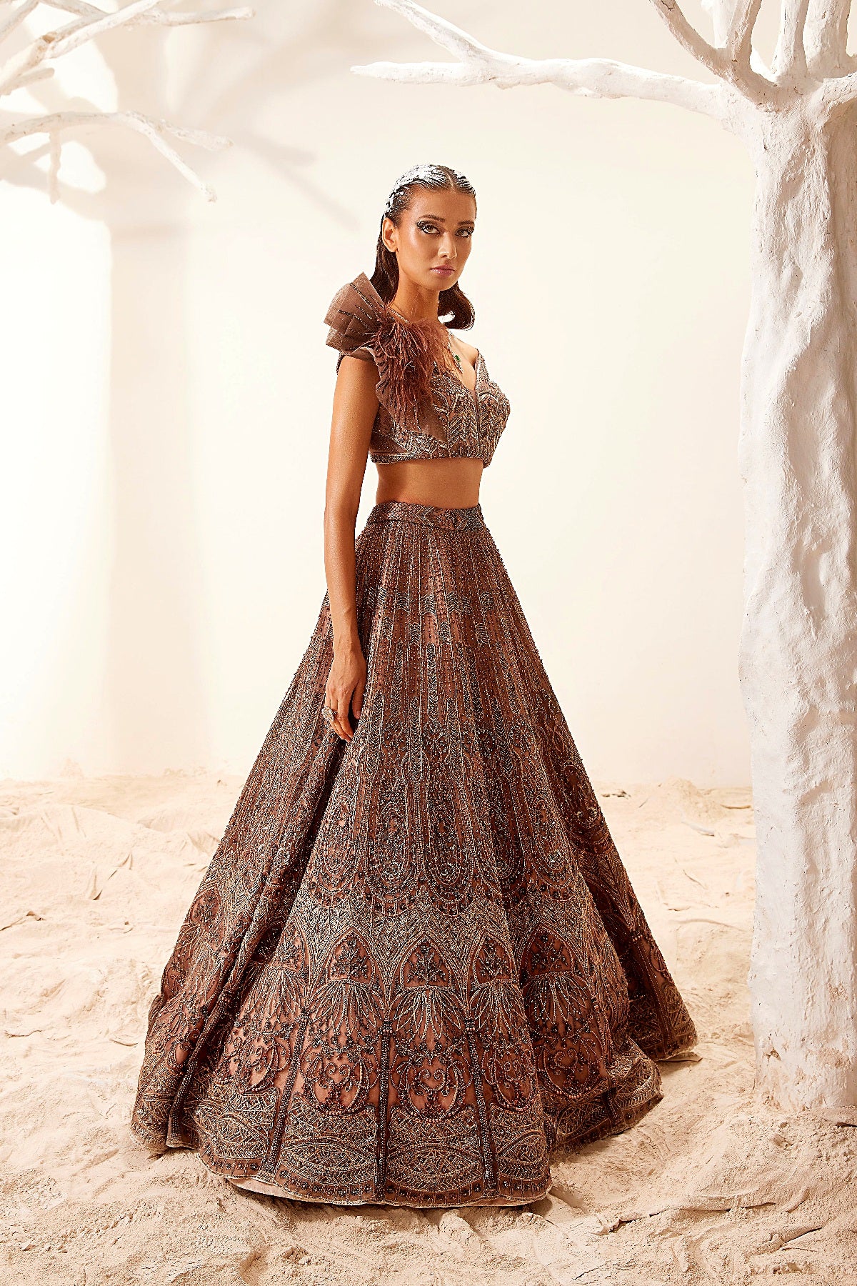 Brown Morris Lehenga