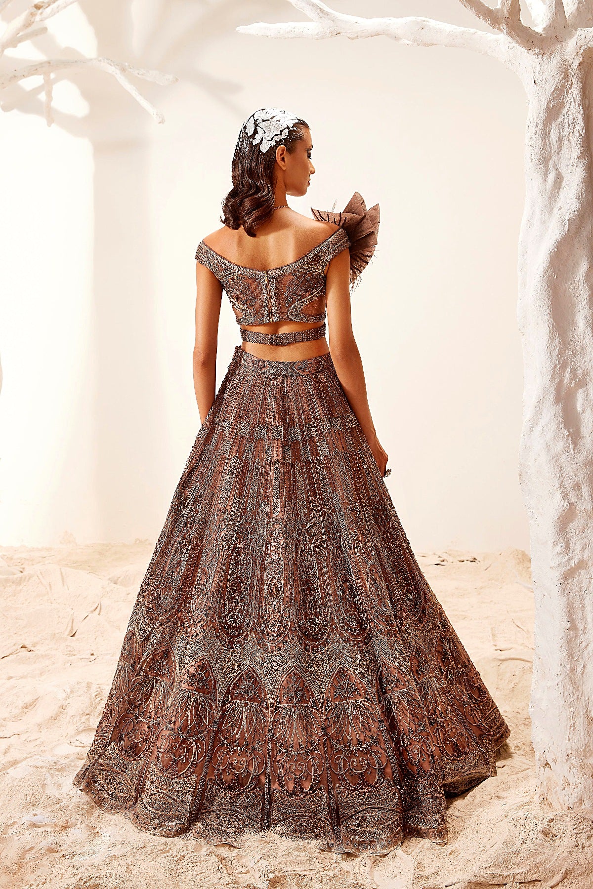 Brown Morris Lehenga