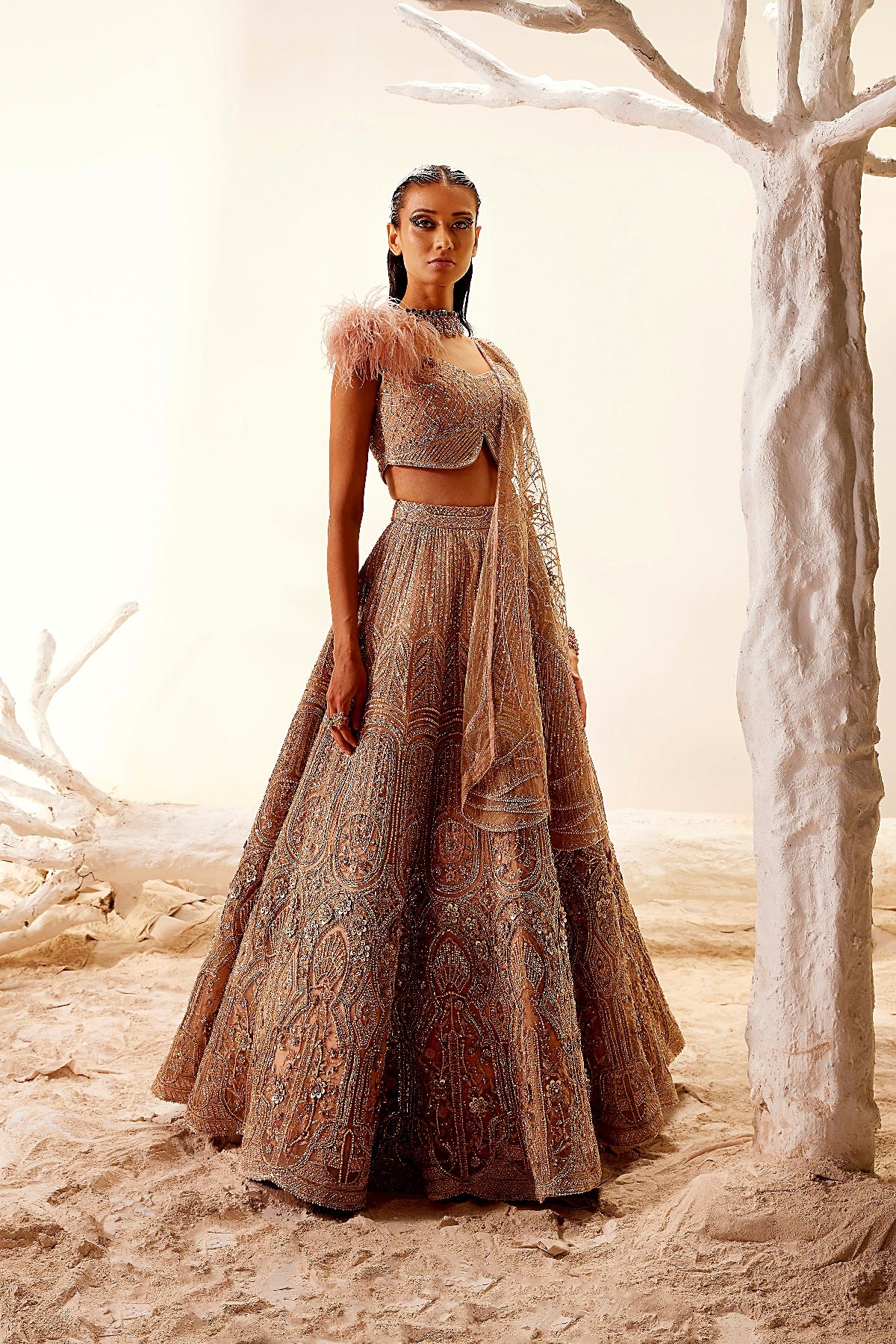 Mosiac Gold Floral Lehenga