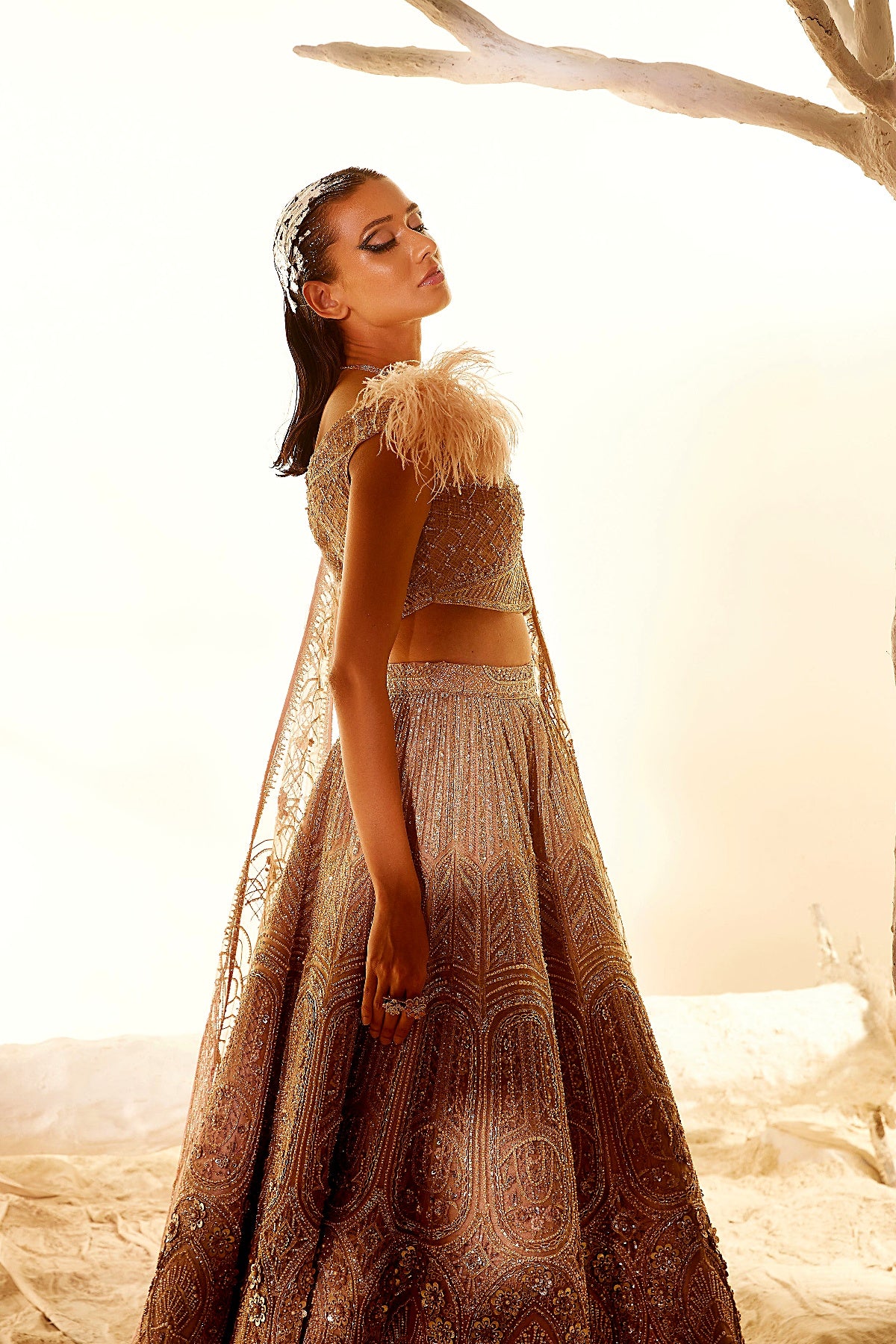 Mosiac Gold Floral Lehenga