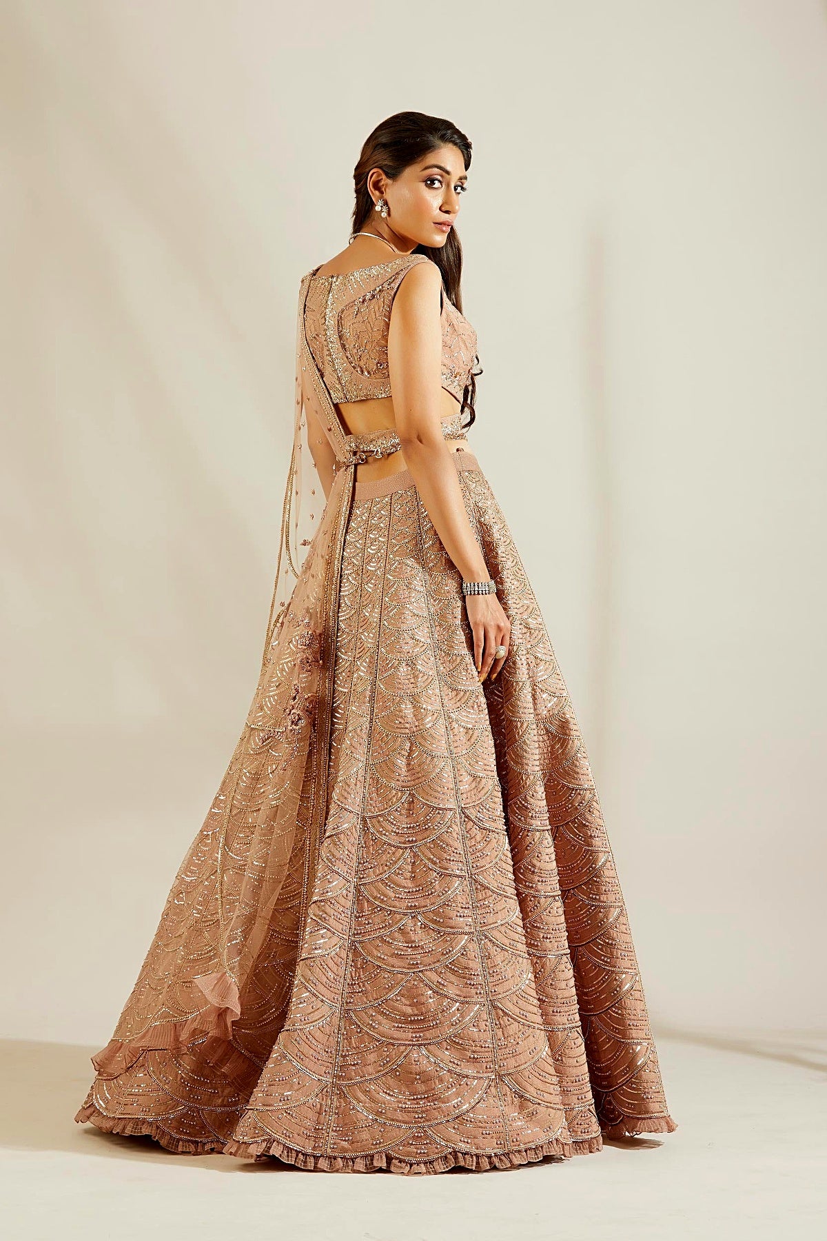 Lavender Pearl Scalloped Lehenga