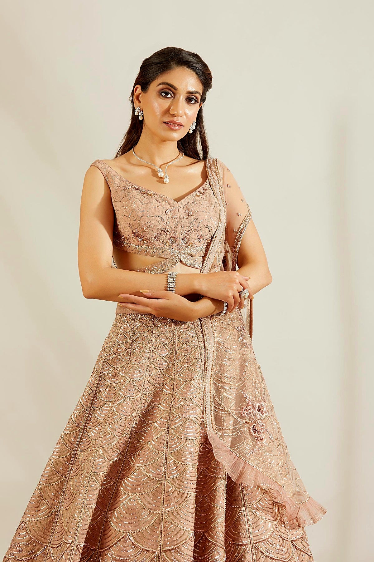 Lavender Pearl Scalloped Lehenga