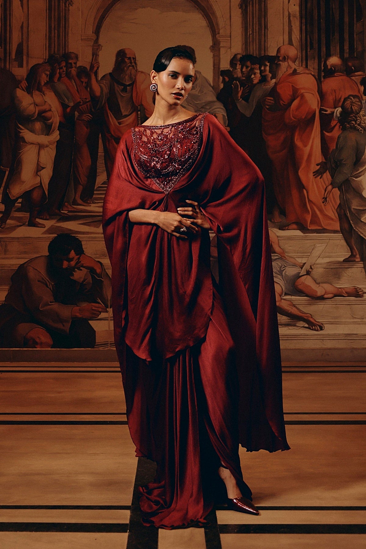 Garnet Draped Kaftan