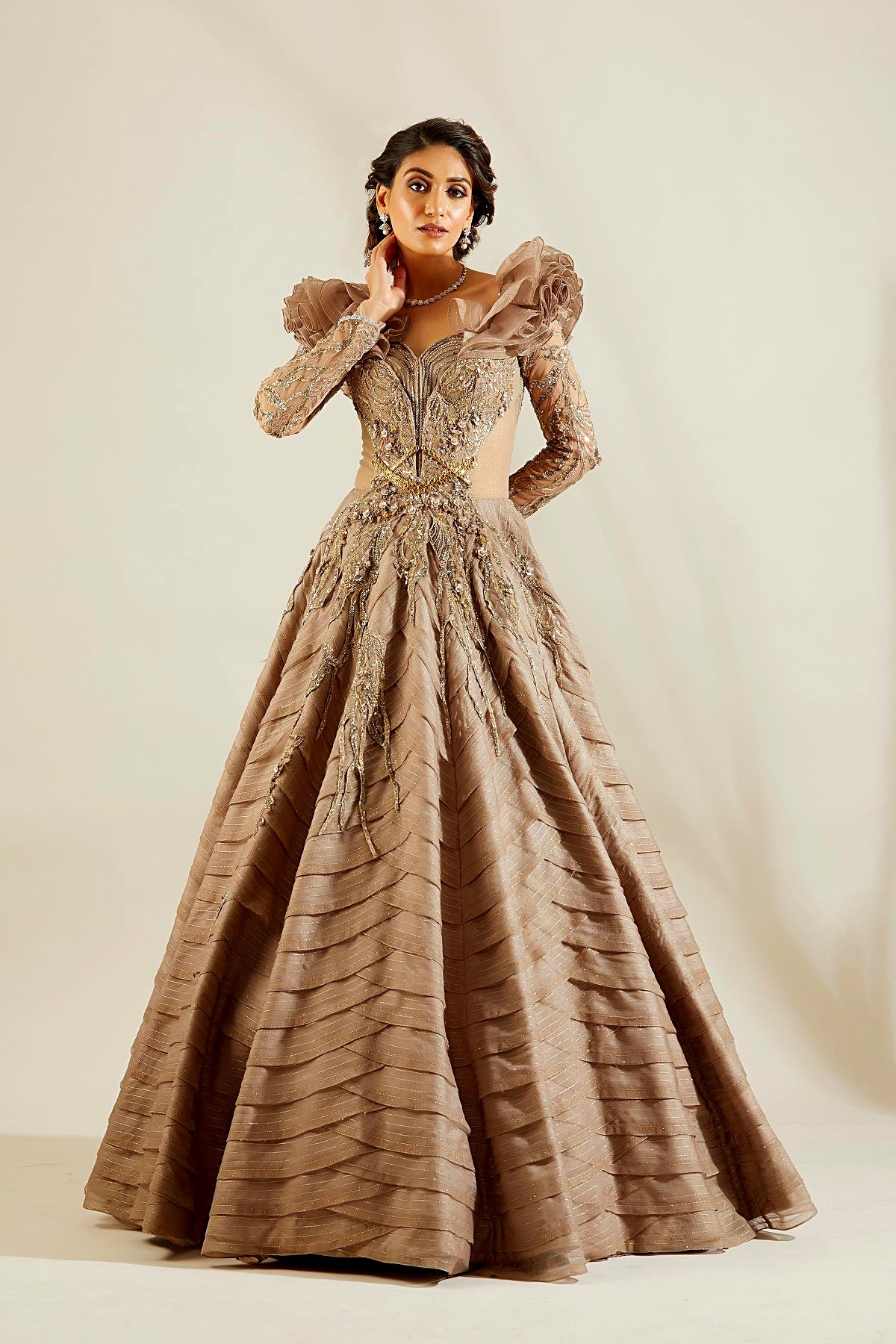 Lenox Grey Ruffle Gown