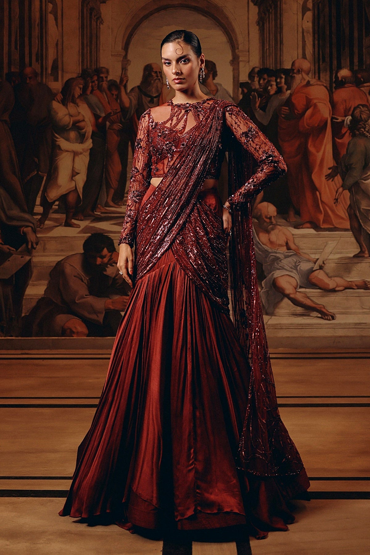 Imperial Garnet Drape saree