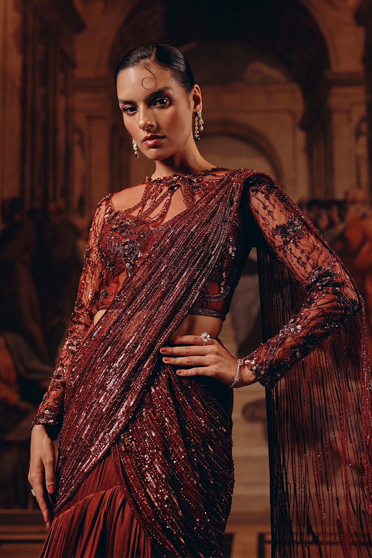Imperial Garnet Drape saree