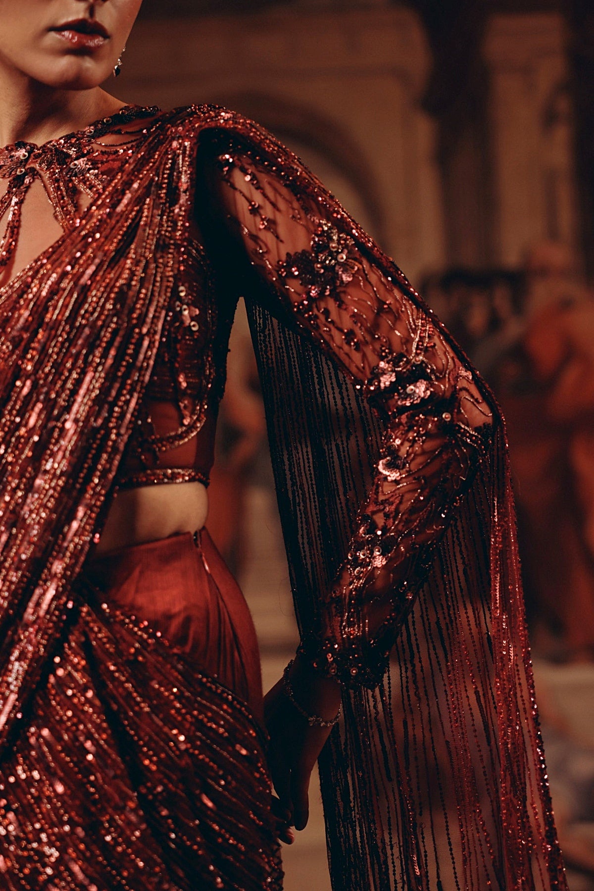 Imperial Garnet Drape saree