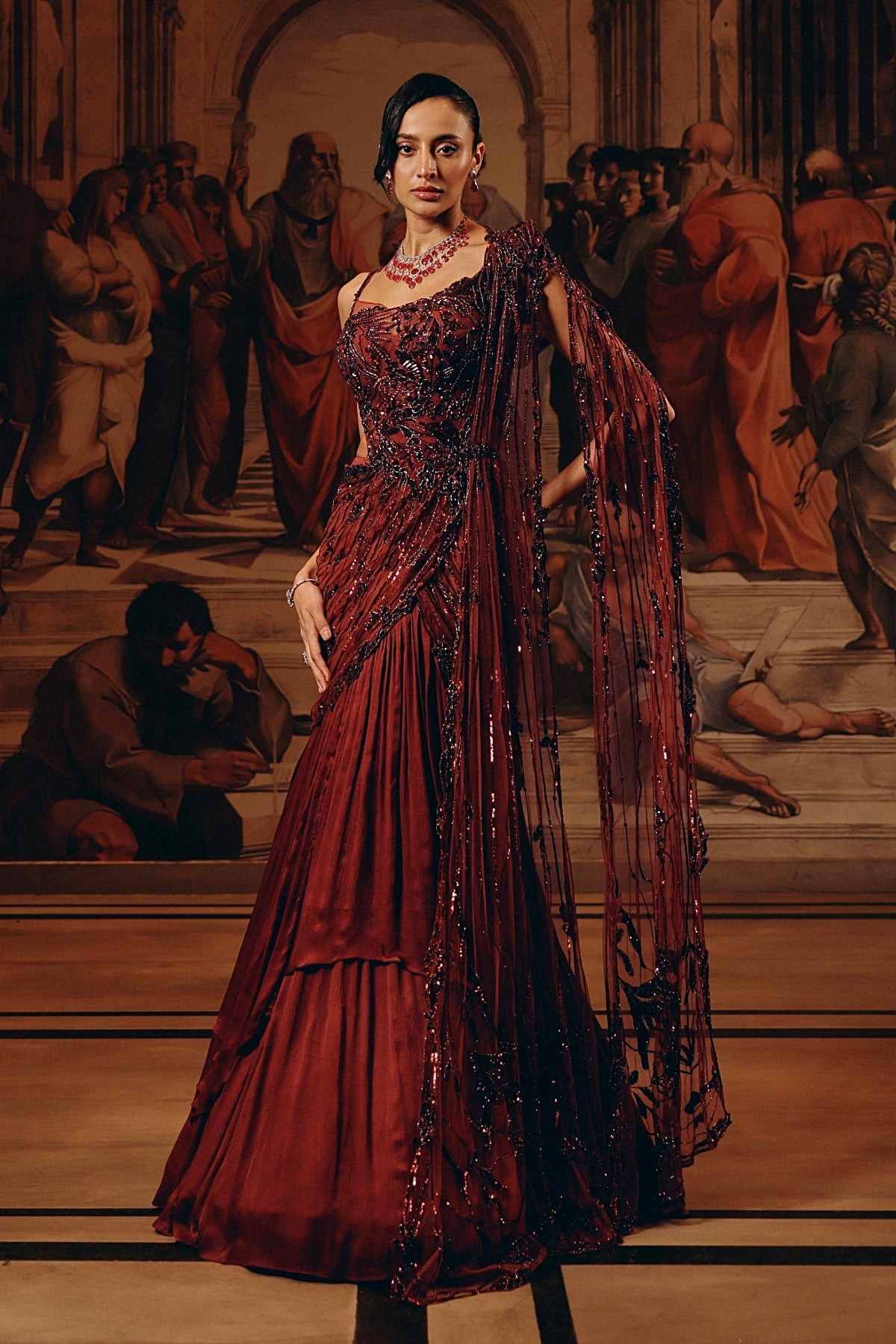 Crimson Radiance saree