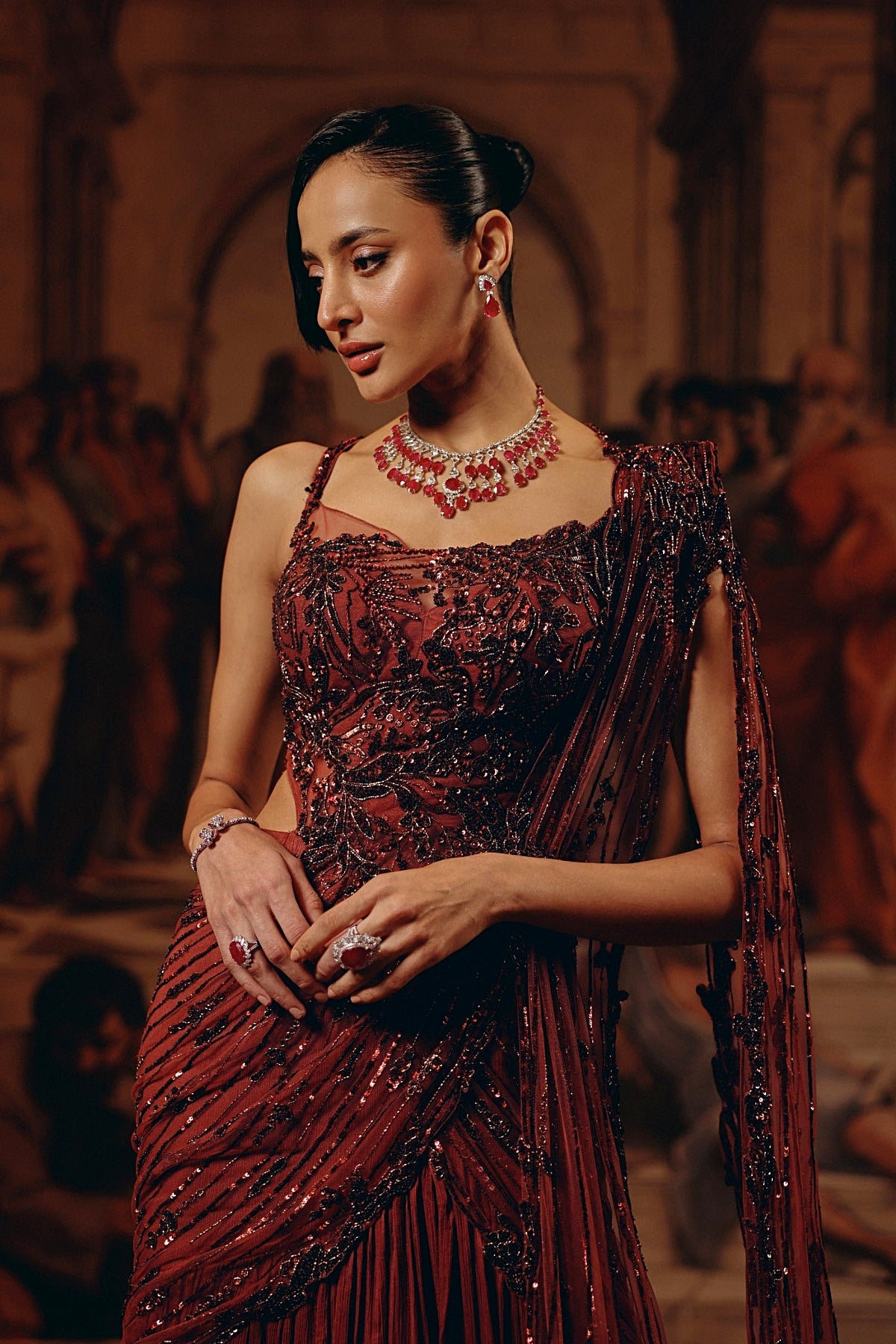 Crimson Radiance saree