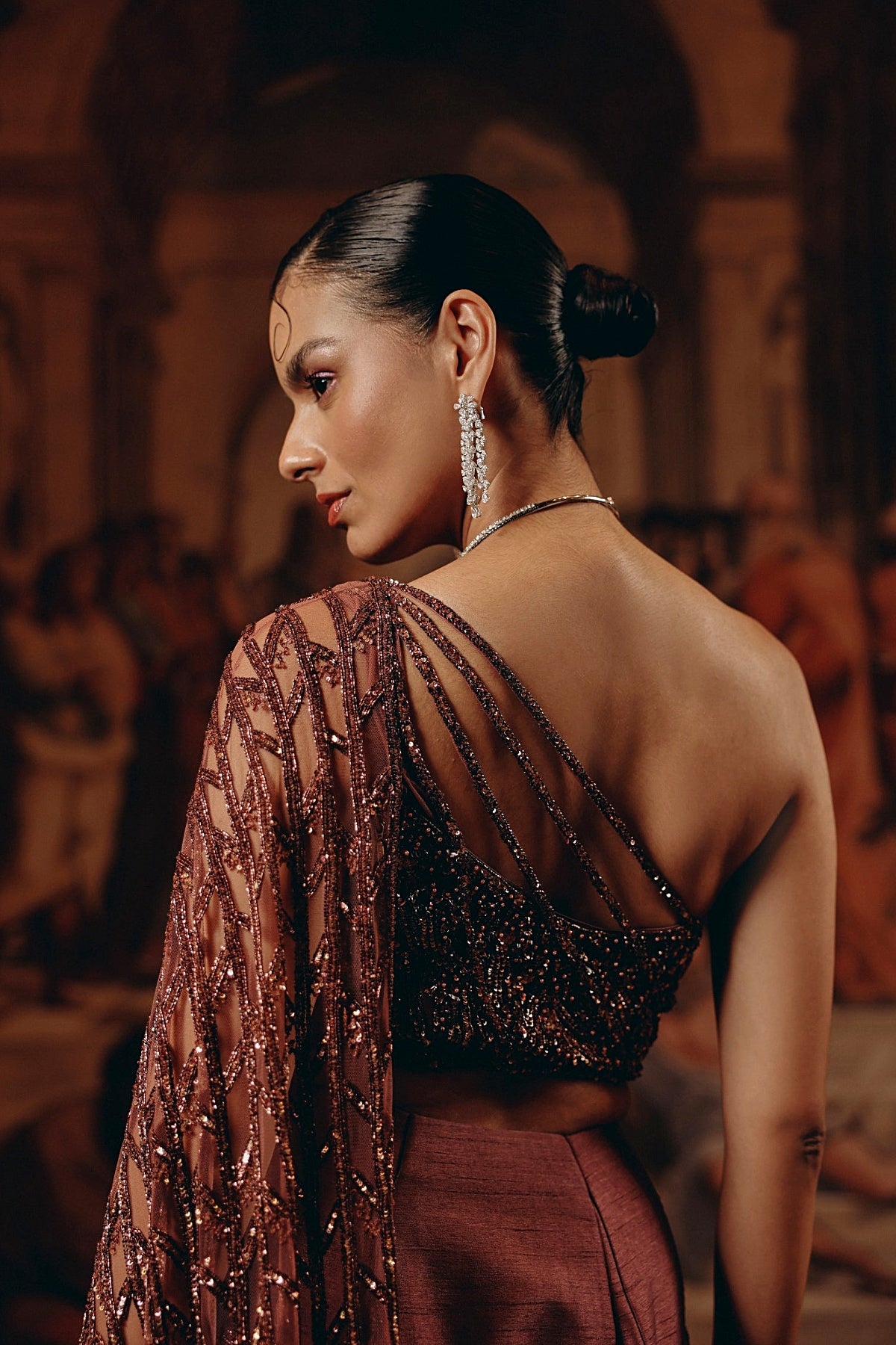 Garnet Ruffled Saree