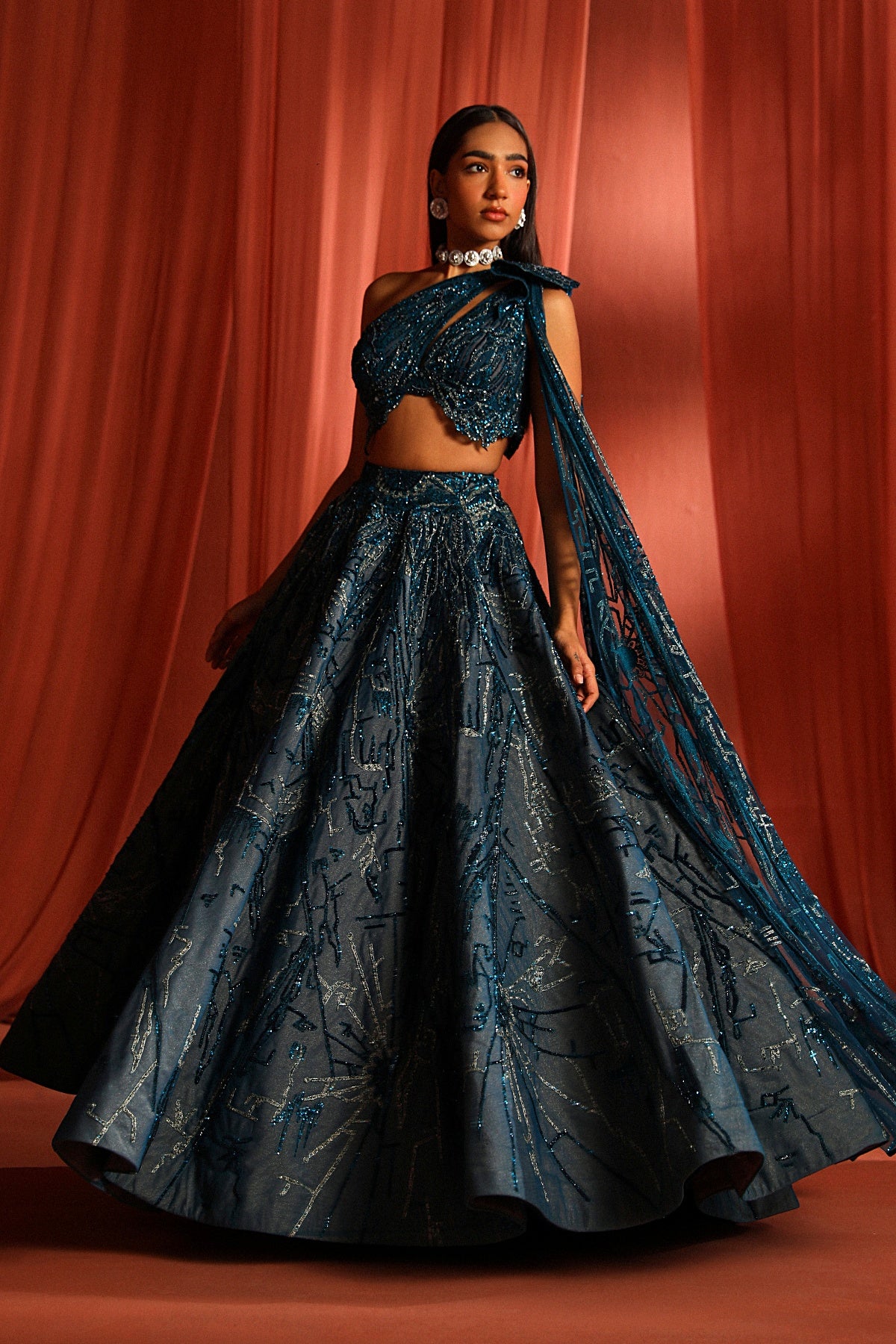 Teal Bloom Lehenga