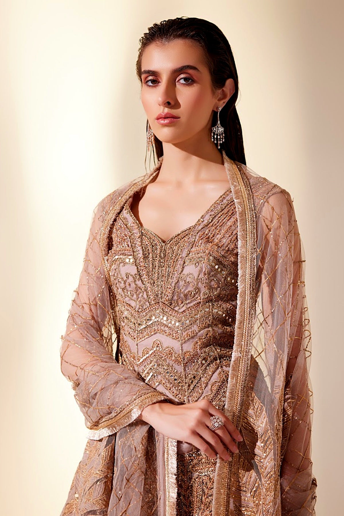 Golden Mist Sharara Set