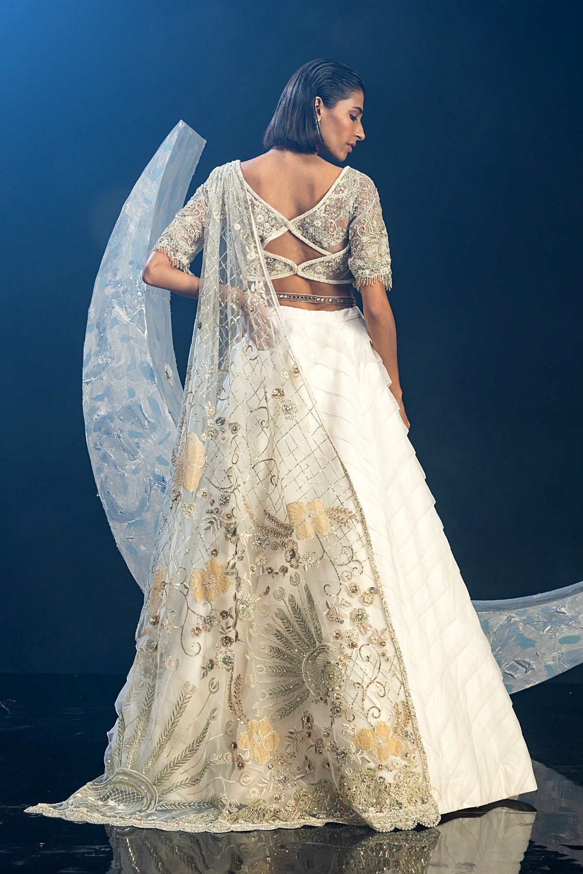 Pearl White Swirl Lehenga