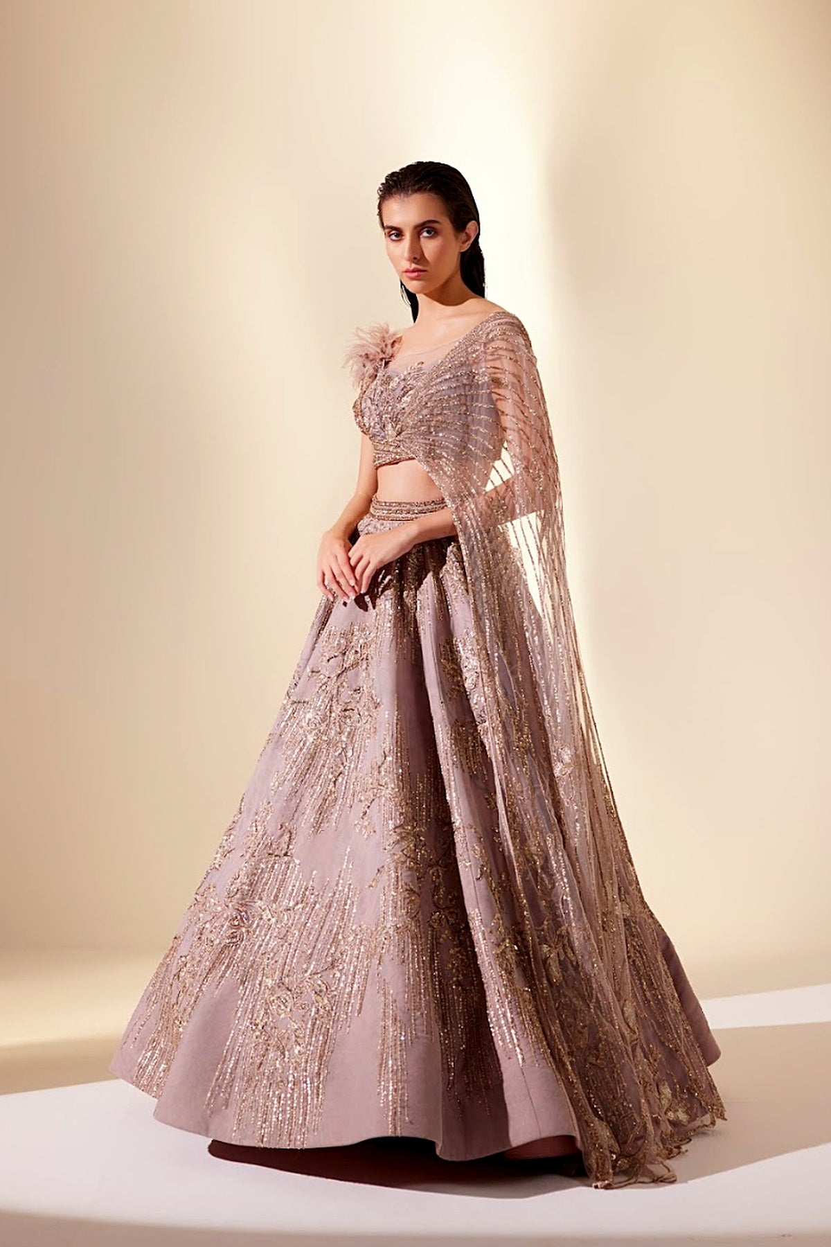 Mauve Shadow Drizzle Top and Skirt