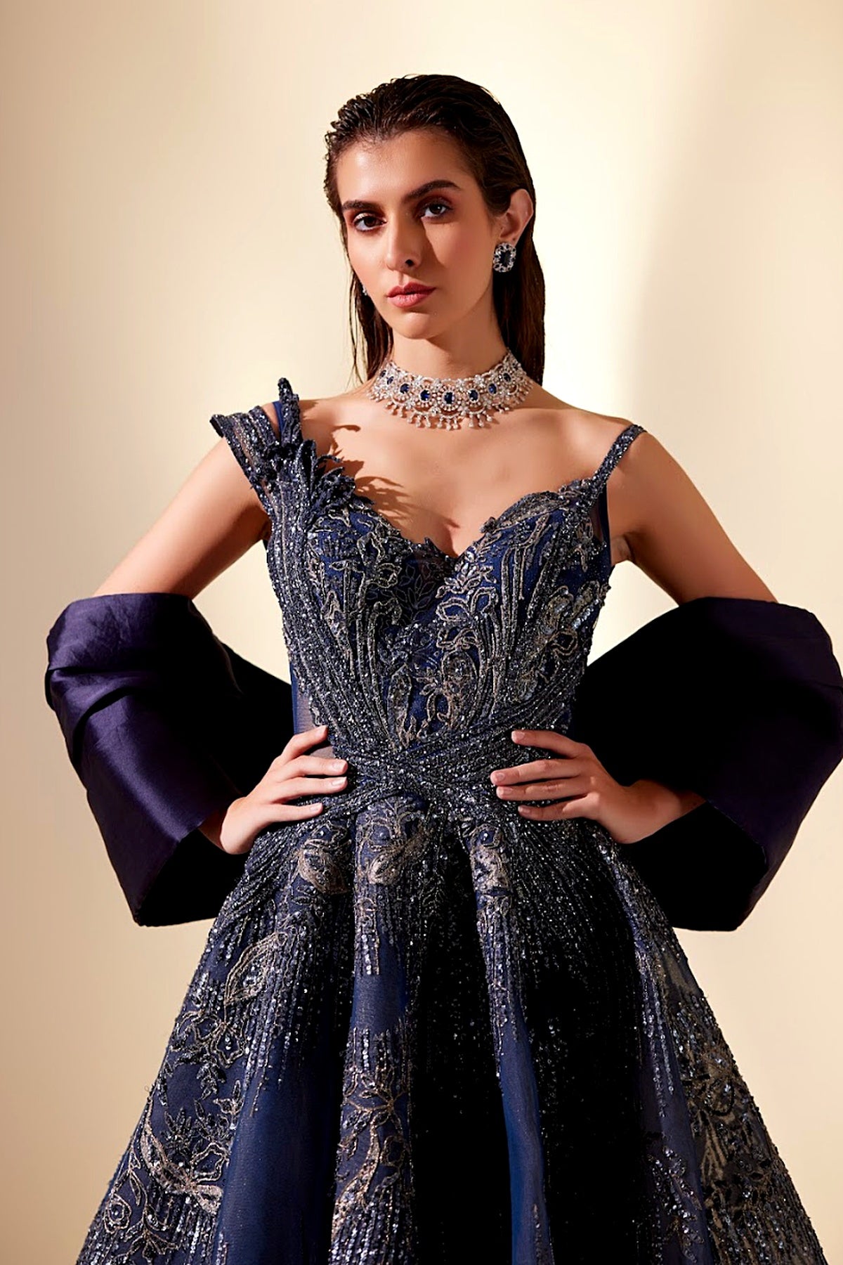 Midnight Blue Drizzle Gown