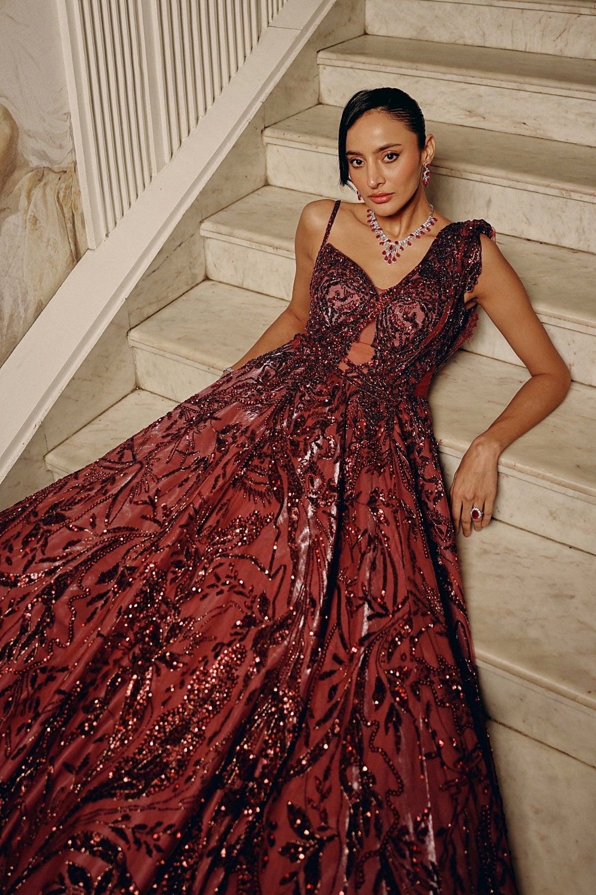 Crimson Nocturne Gown