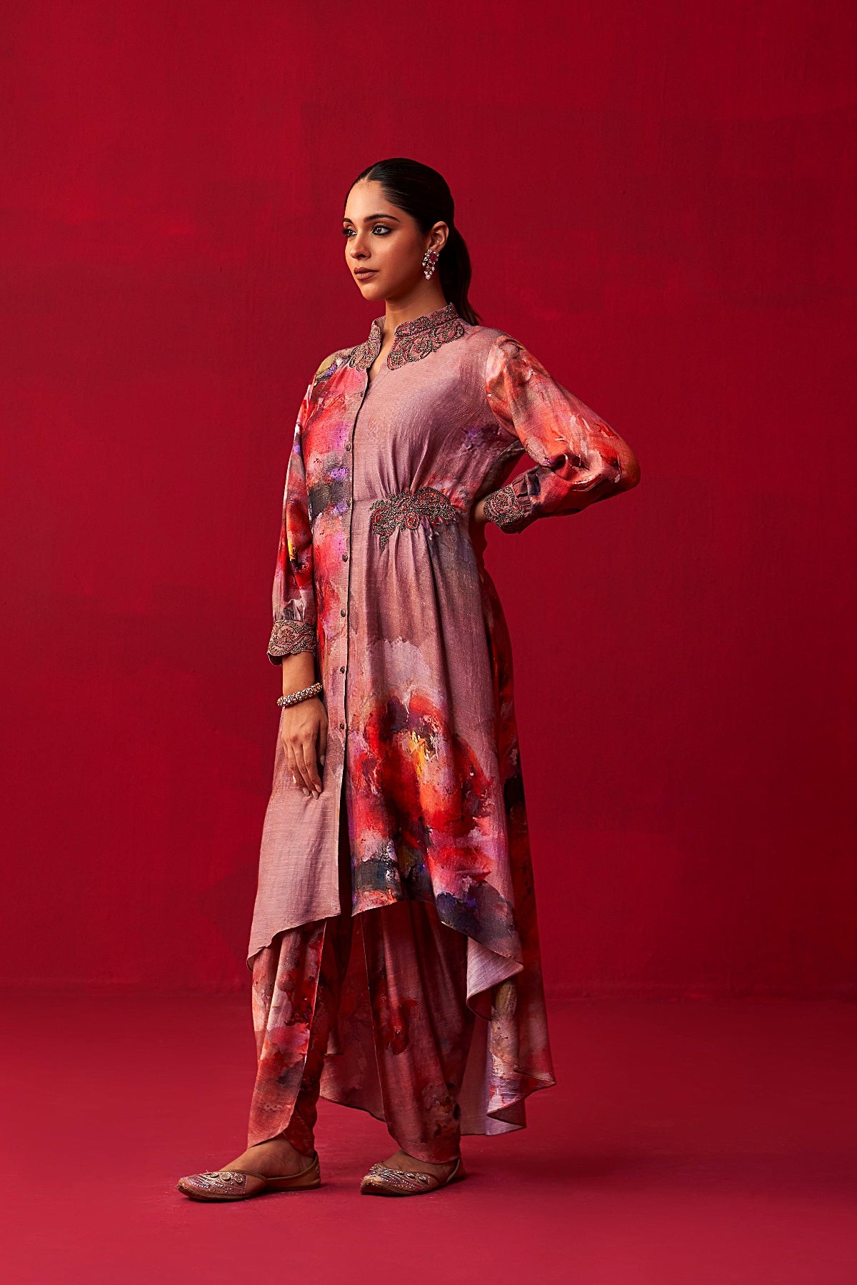 Metallic Bliss Shirt Style Tunic, and Dhoti Pants Set