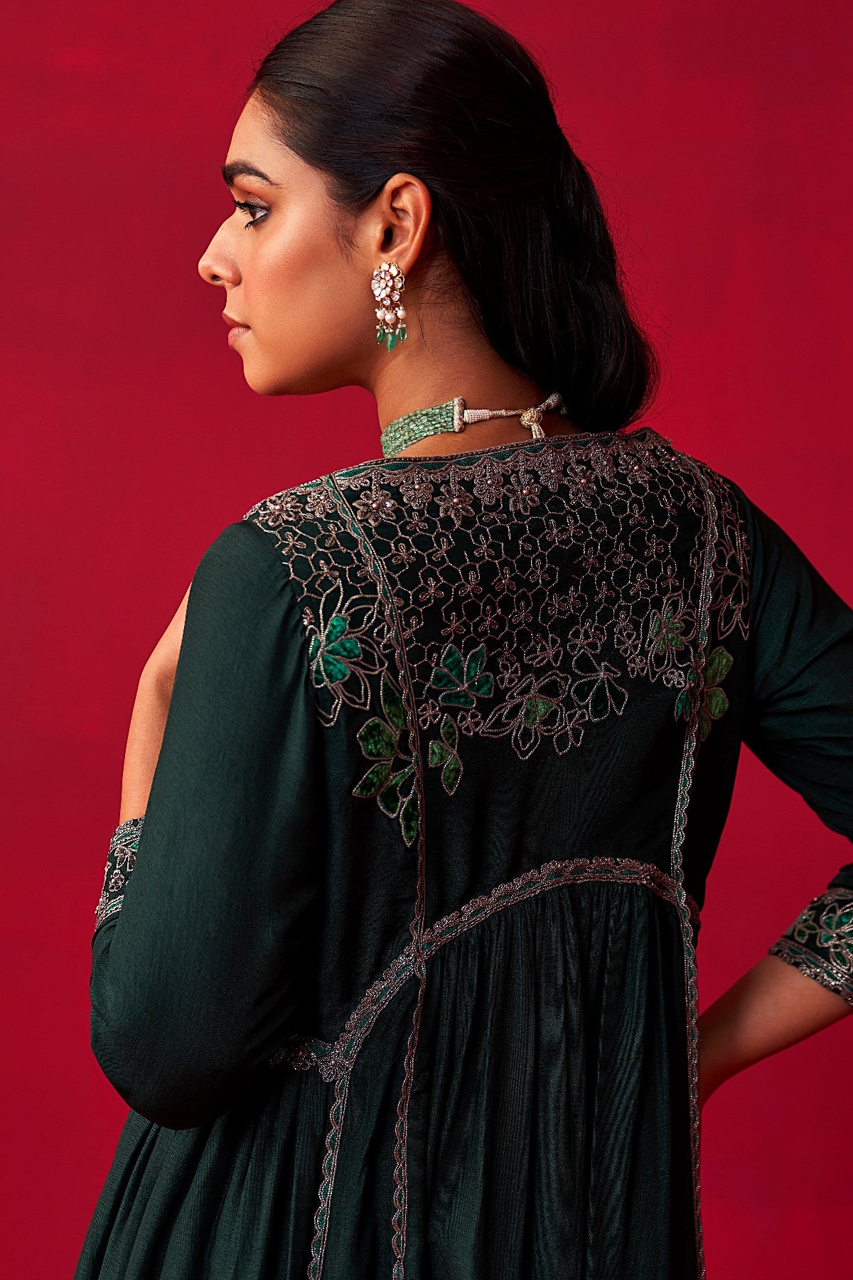 Green Natureâ€™s Bounty Long Kurta and Pant Set