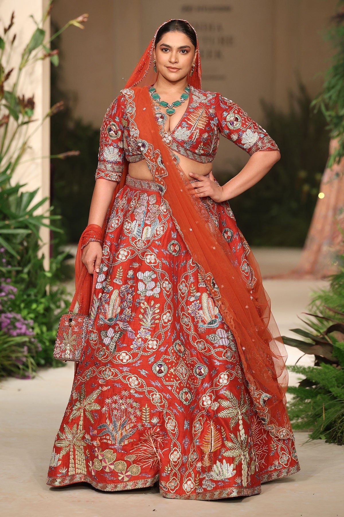 Sunspell - rust raw silk Lehenga