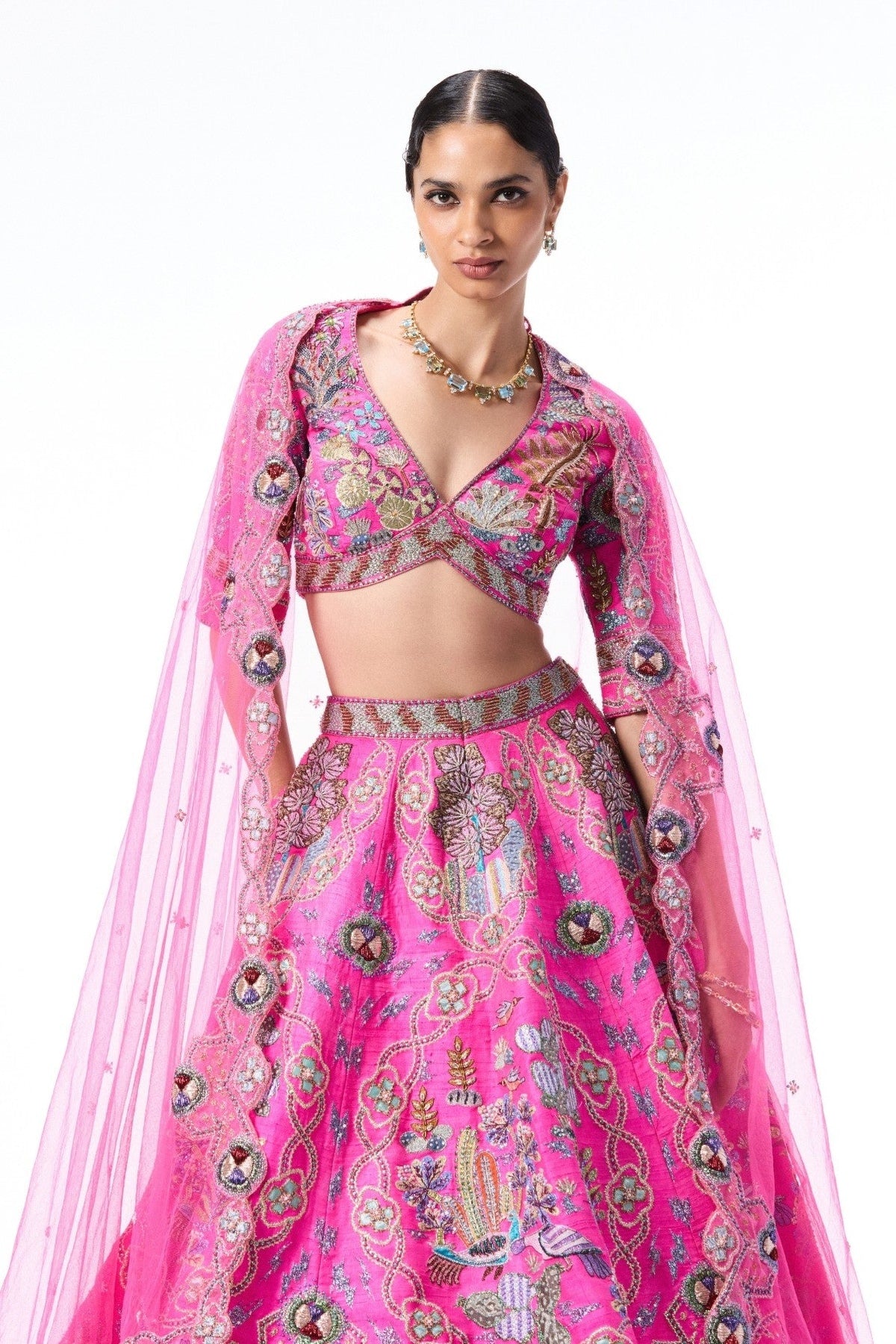Sunspell - hot pink raw silk Lehenga
