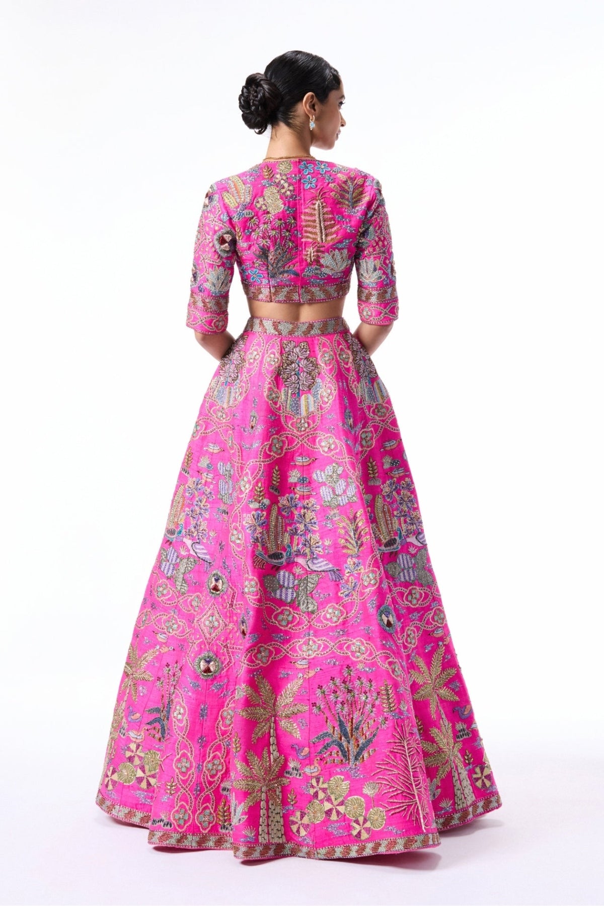 Sunspell - hot pink raw silk Lehenga