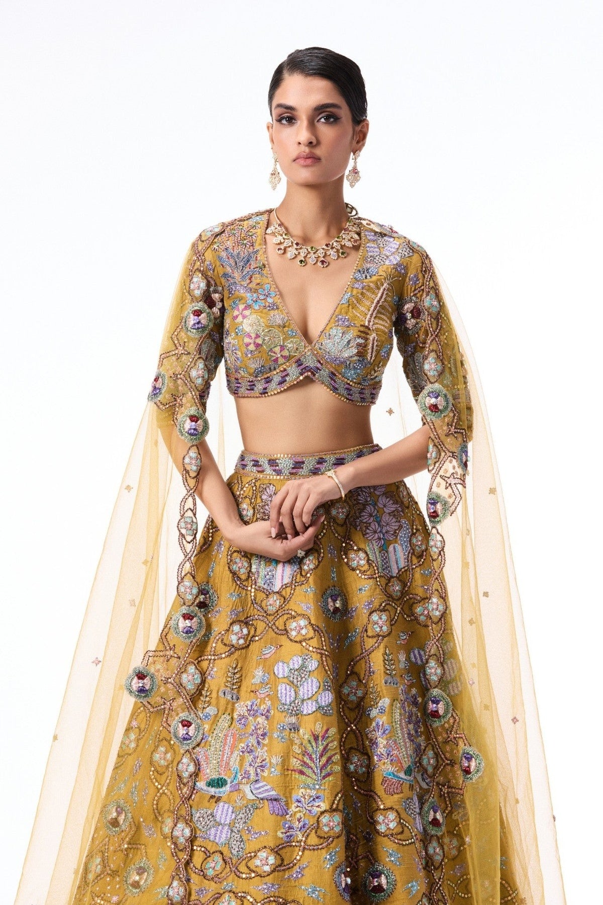Sunspell - mustard raw silk Lehenga