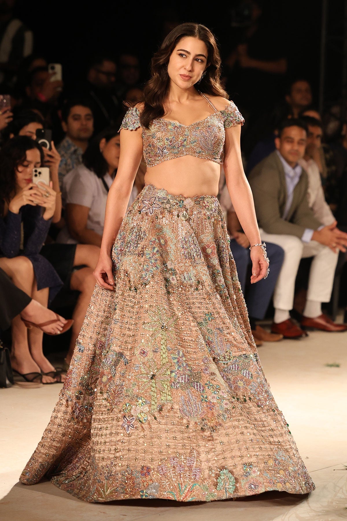 Pearldusk - Rose gold Banarasi tissue brocade Lehenga