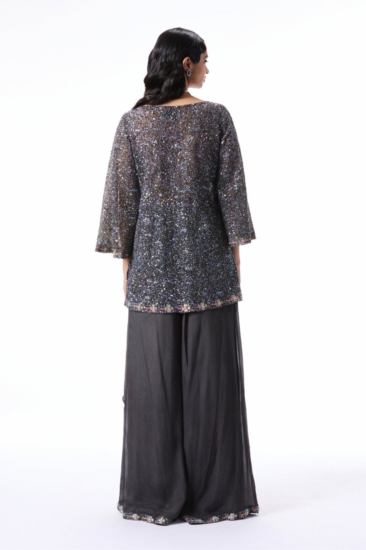 Bloomlush - gunmetal tulle & chiffon sharara