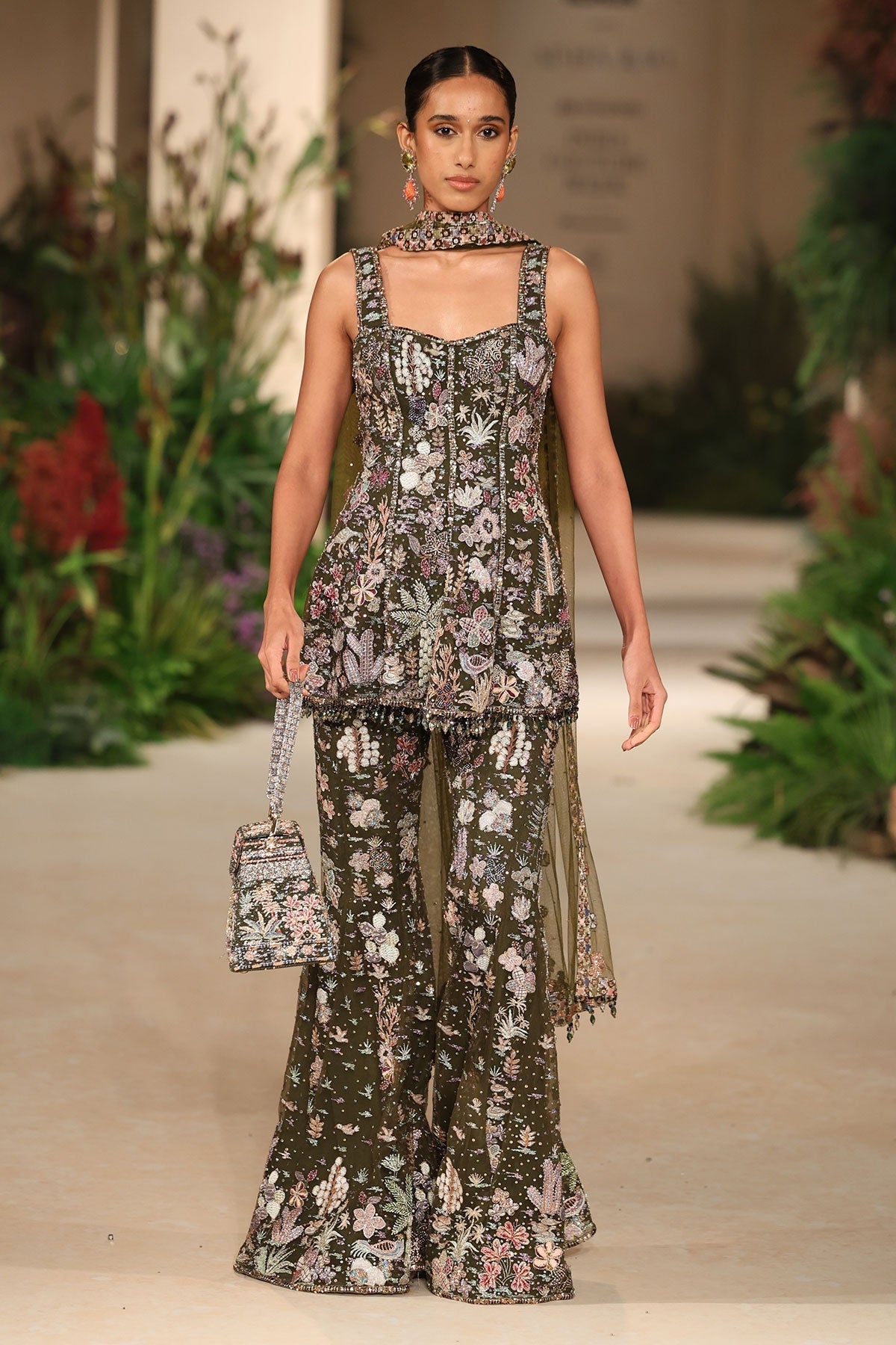 Petalmuse - lush green tulle sharara