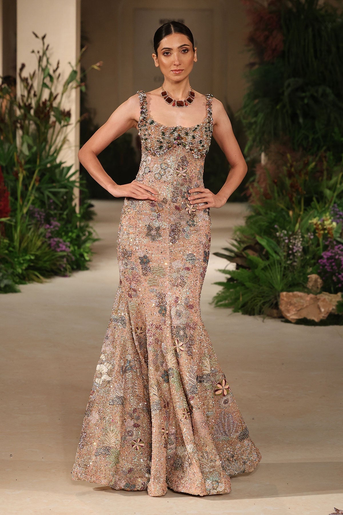 Emberglow - peach tulle gown