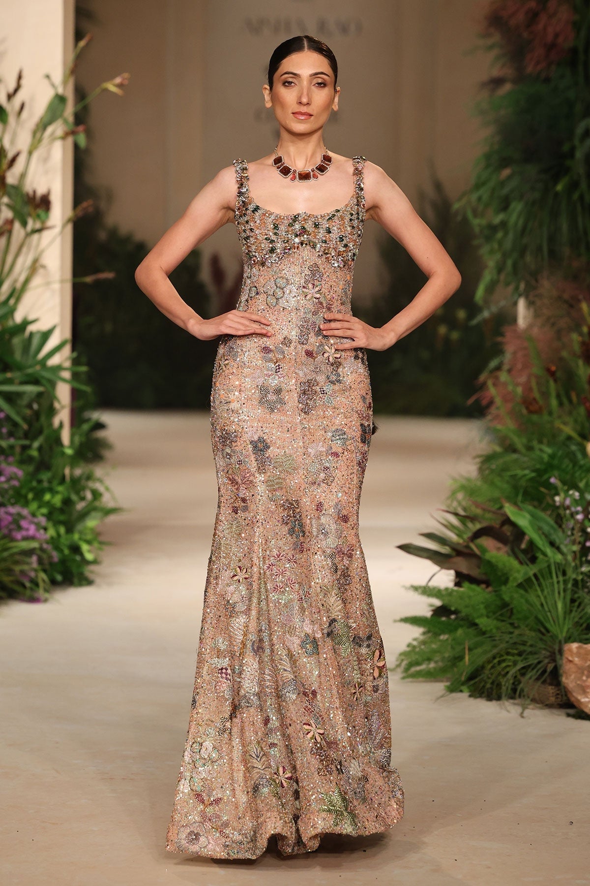 Emberglow - peach tulle gown
