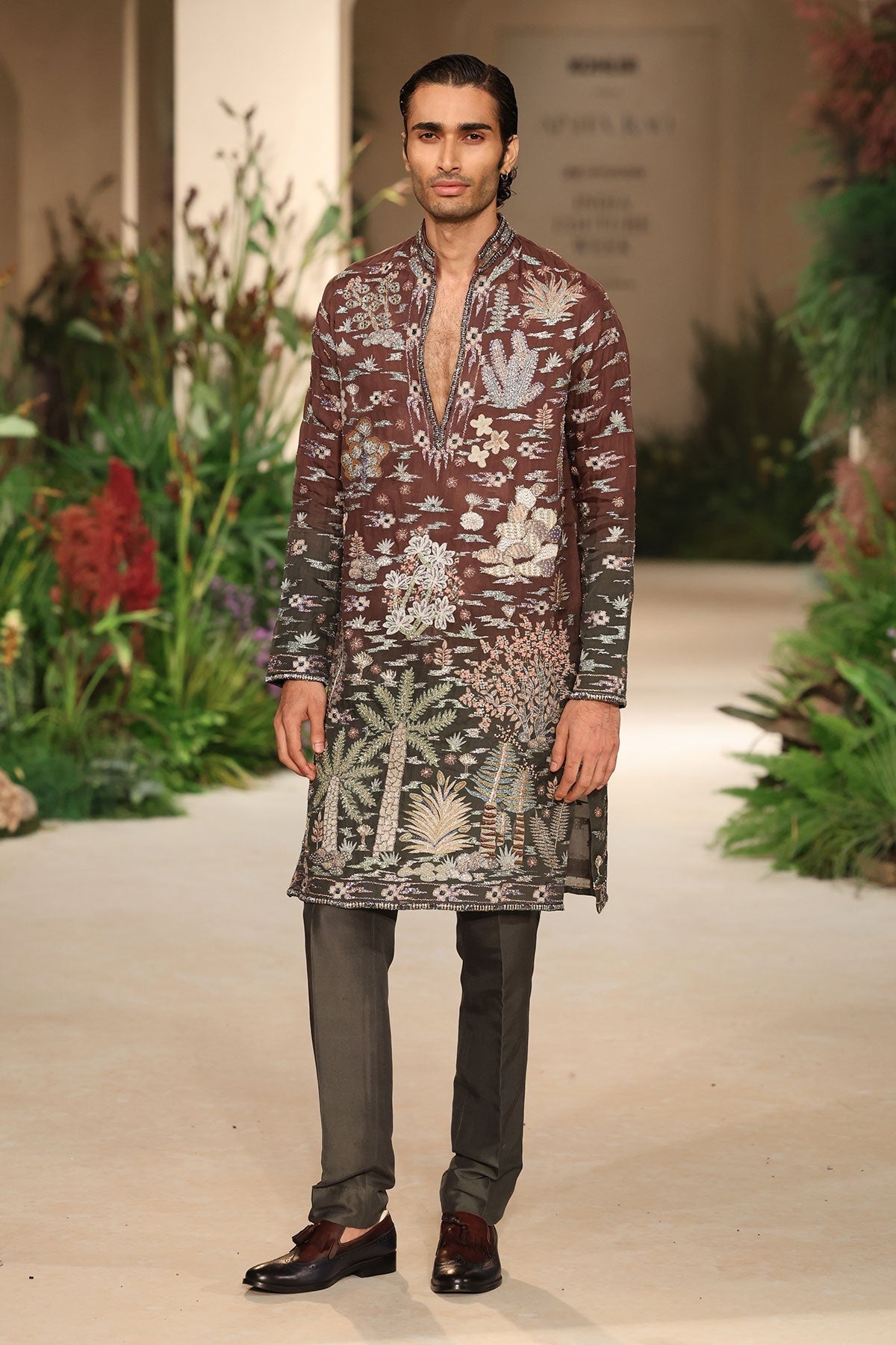 Allu Arjun in Cherrycloud - teakberry gunmetal organza kurta