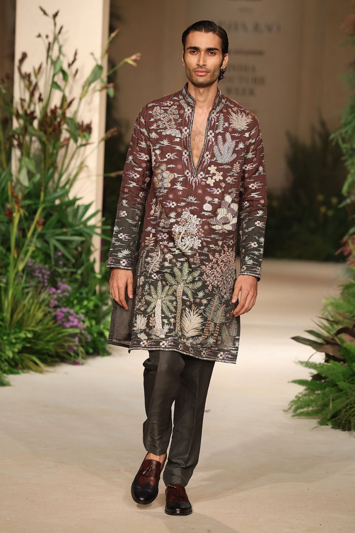 Allu Arjun in Cherrycloud - teakberry gunmetal organza kurta